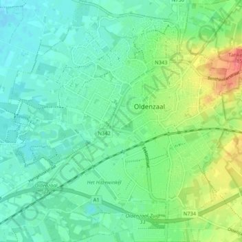 Oldenzaal topographic map, elevation, terrain