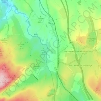 Shap topographic map, elevation, terrain