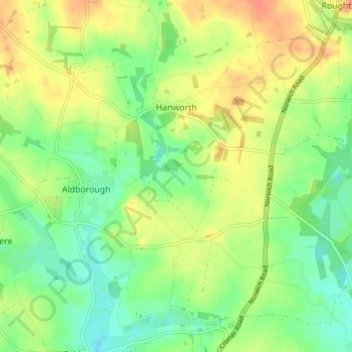 Hanworth topographic map, elevation, terrain
