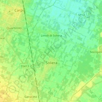 Soliera topographic map, elevation, terrain