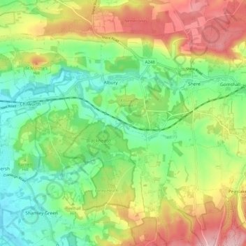 Albury topographic map, elevation, terrain