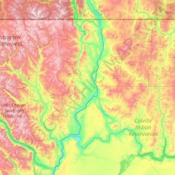 Okanogan County topographic map, elevation, terrain
