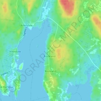 Rockland topographic map, elevation, terrain