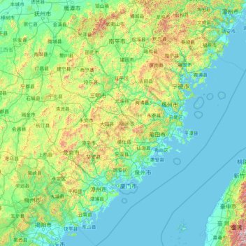 Fujian topographic map, elevation, terrain