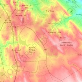 Tshwane Ward 91 topographic map, elevation, terrain