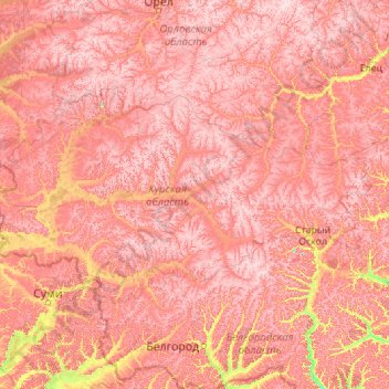 Курская область topographic map, elevation, terrain