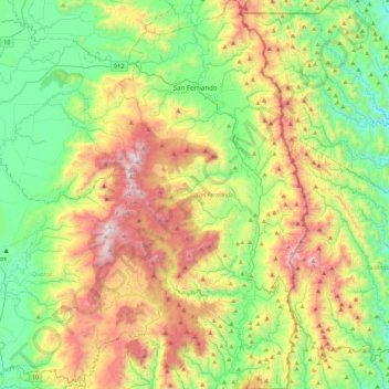 San Fernando topographic map, elevation, terrain
