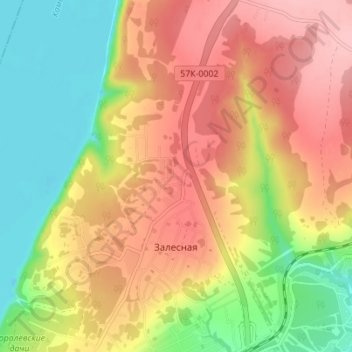 Залесная topographic map, elevation, terrain