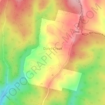 Dales Creek topographic map, elevation, terrain