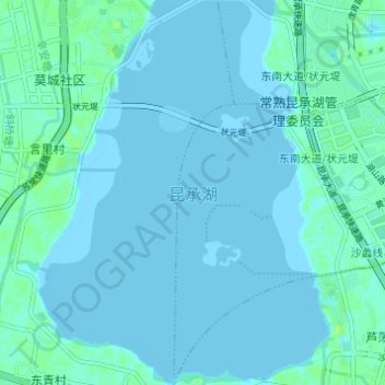 昆承湖 topographic map, elevation, terrain