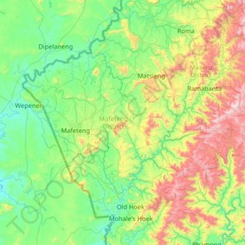 Mafeteng District topographic map, elevation, terrain