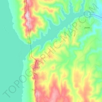 Jozini Ward 7 topographic map, elevation, terrain