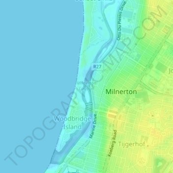 Milnerton Lagoon topographic map, elevation, terrain