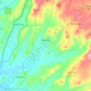 Bendada topographic map, elevation, terrain