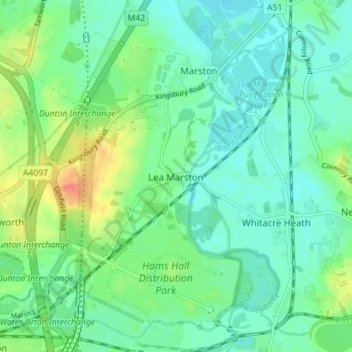 Lea Marston topographic map, elevation, terrain