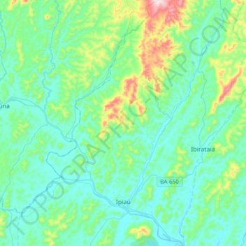 Ipiaú topographic map, elevation, terrain