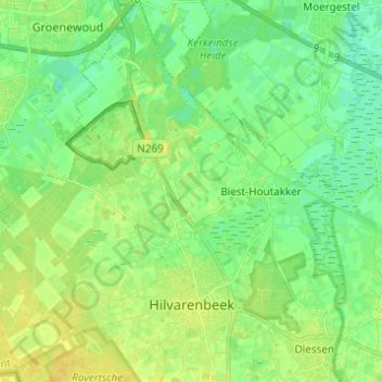 Hilvarenbeek topographic map, elevation, terrain