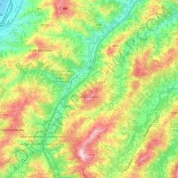 Bucchianico topographic map, elevation, terrain