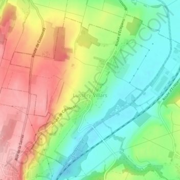 Lussery-Villars topographic map, elevation, terrain