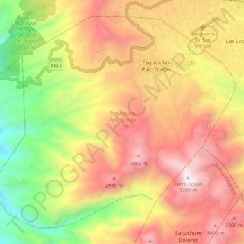 Esquipulas Palo Gordo topographic map, elevation, terrain