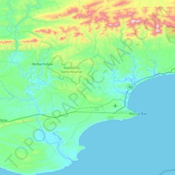 Mossel Bay Local Municipality topographic map, elevation, terrain
