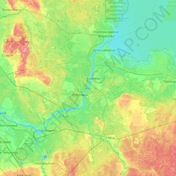 Neva topographic map, elevation, terrain