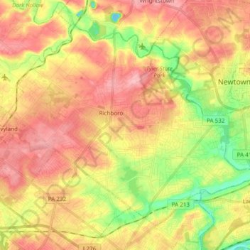 Northampton Township topographic map, elevation, terrain