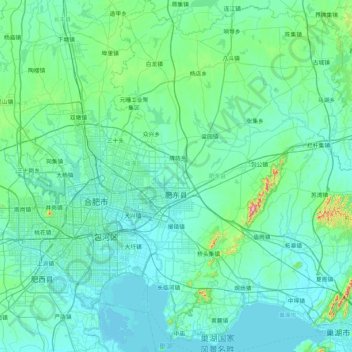 肥东县 topographic map, elevation, terrain