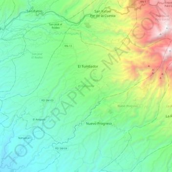 El Tumbador topographic map, elevation, terrain