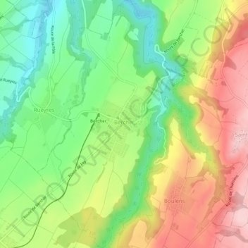Bercher topographic map, elevation, terrain