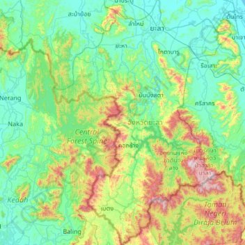 Yala Province topographic map, elevation, terrain
