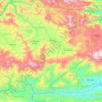 Salamá topographic map, elevation, terrain