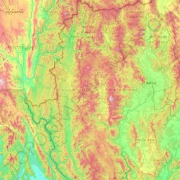 Provinz Mae Hong Son topographic map, elevation, terrain