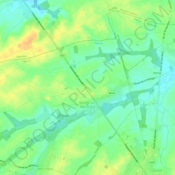 Noville-sur-Mehaigne topographic map, elevation, terrain