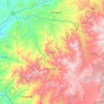 La Vega topographic map, elevation, terrain