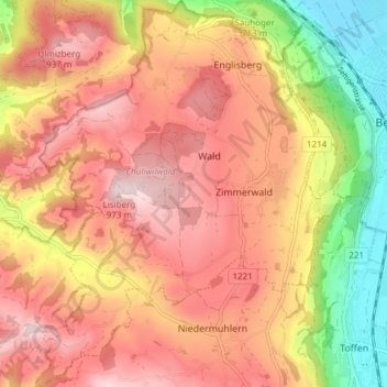 Wald (BE) topographic map, elevation, terrain