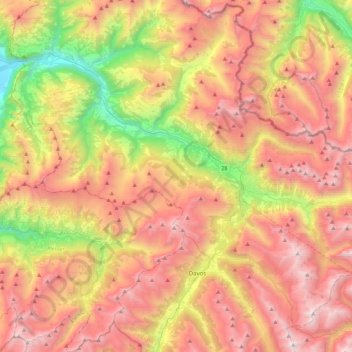 Landquart topographic map, elevation, terrain