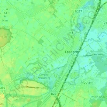 Eppegem topographic map, elevation, terrain