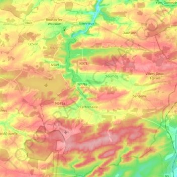 Cerfontaine topographic map, elevation, terrain