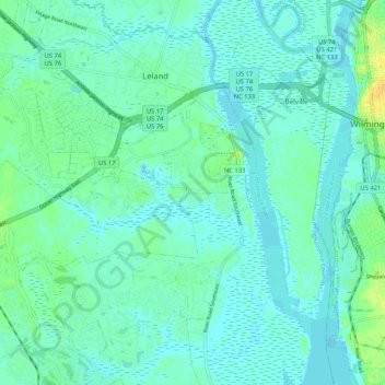 Belville topographic map, elevation, terrain