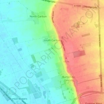 South Carlton CP topographic map, elevation, terrain