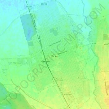 Terek topographic map, elevation, terrain