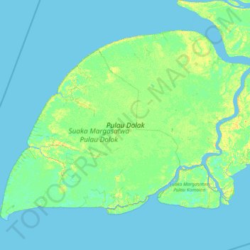 Pulau Dolak topographic map, elevation, terrain