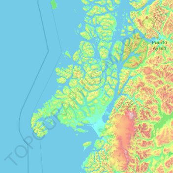 Aysén topographic map, elevation, terrain