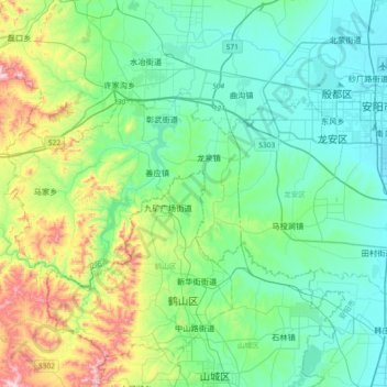 龙安区 topographic map, elevation, terrain