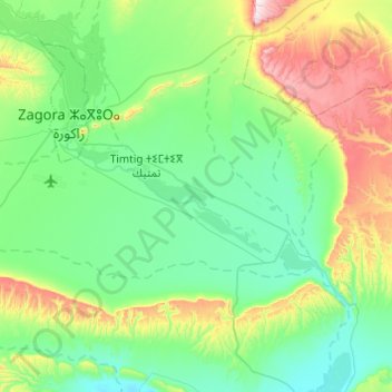 Tamegroute topographic map, elevation, terrain