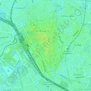 Oudegracht topographic map, elevation, terrain