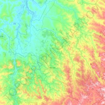 Arcos topographic map, elevation, terrain