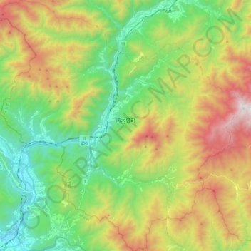 Nagiso topographic map, elevation, terrain