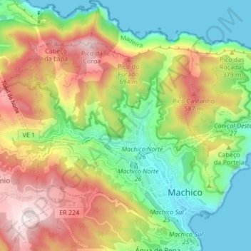 Machico topographic map, elevation, terrain